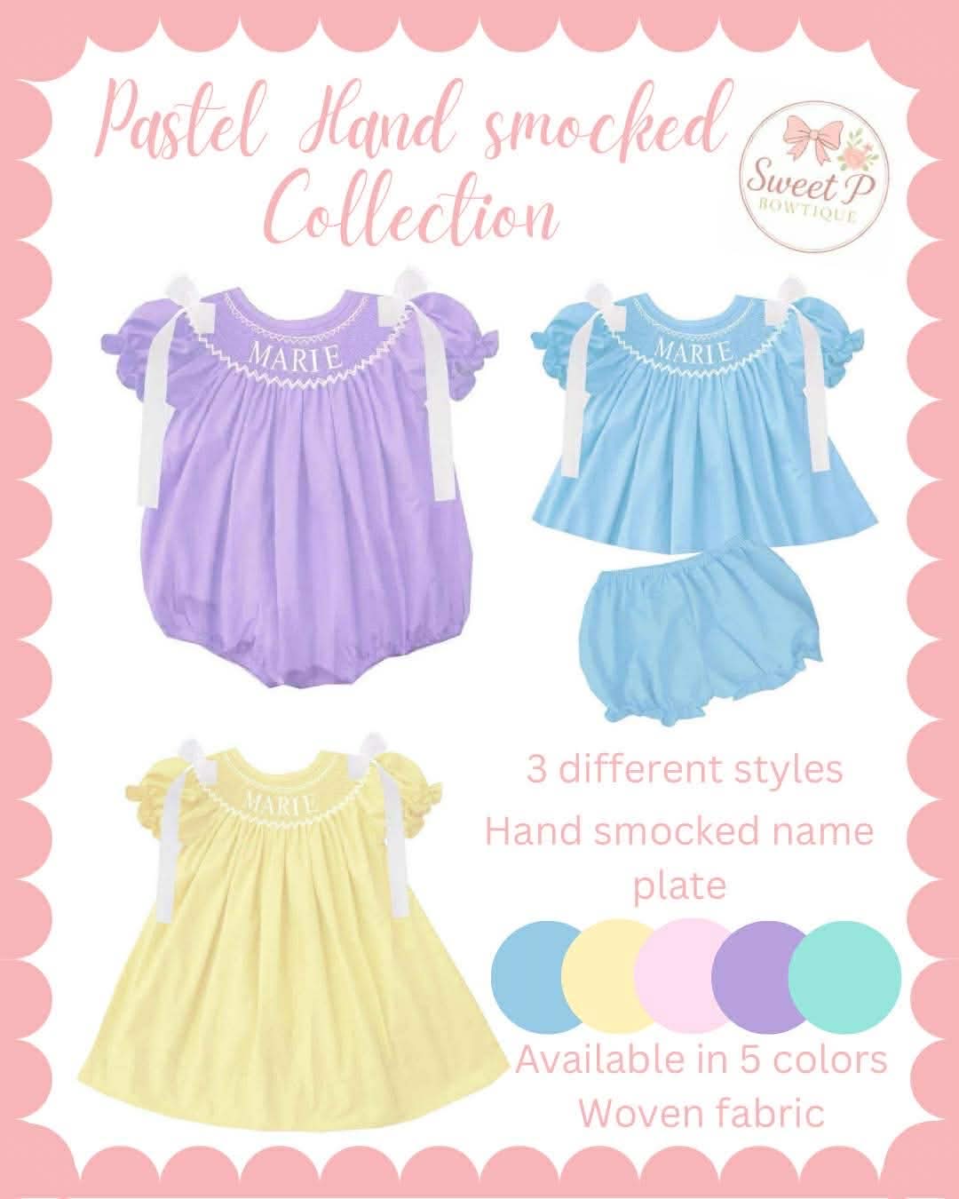 Solid Color hand smocked custom ETA NOV