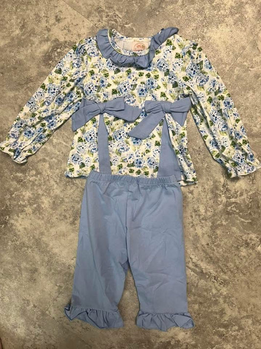 Blue hydrangea pants set RTS