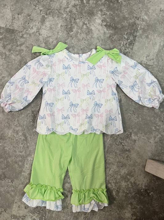 Bows & blossoms pants set RTS