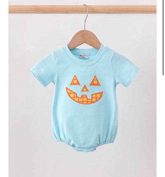 Blue & orange jack o lantern bubble
