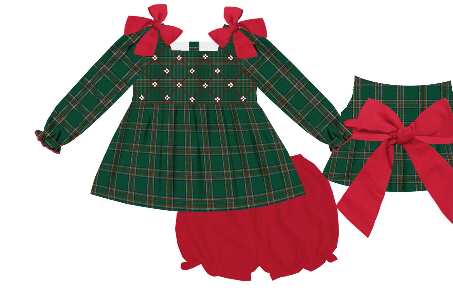 Christmas Plaid hand smocked ETA SEPT