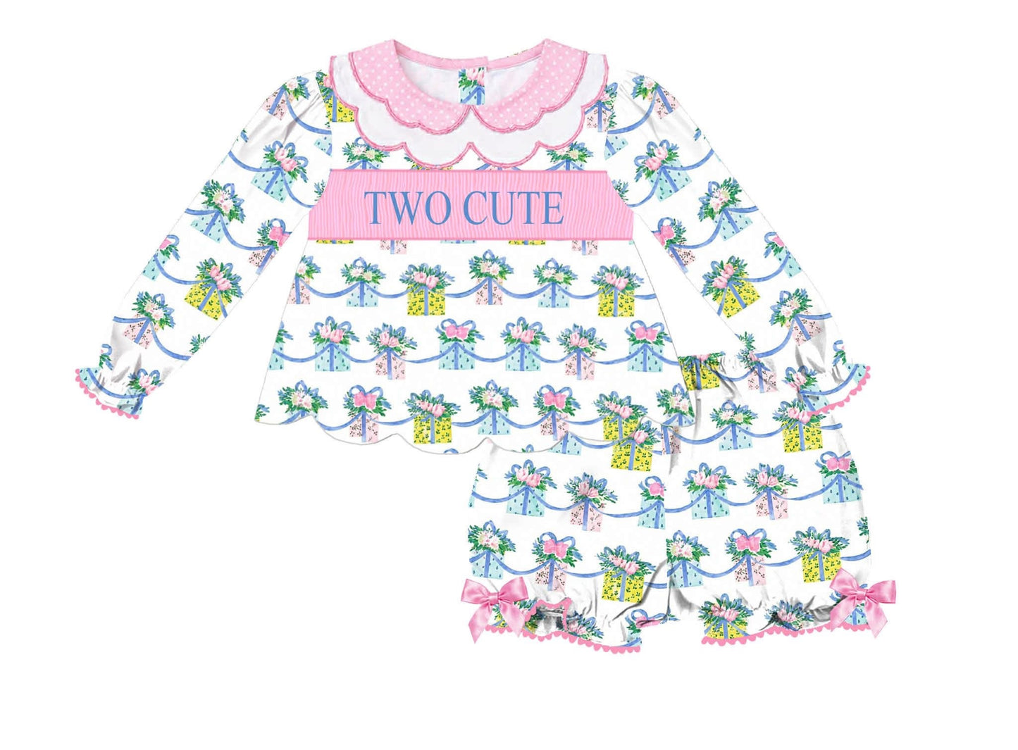 Colorful presents hand smock Bloomer Set ETA OCT