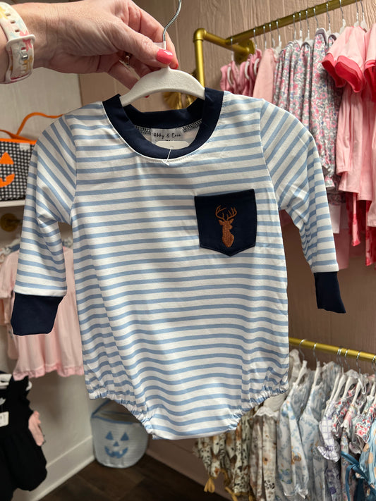 Navy deer stripe bubble