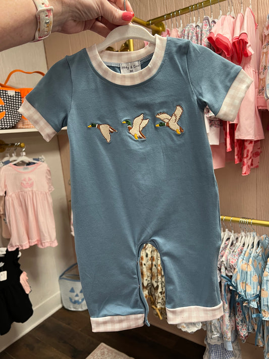 Teal duck romper