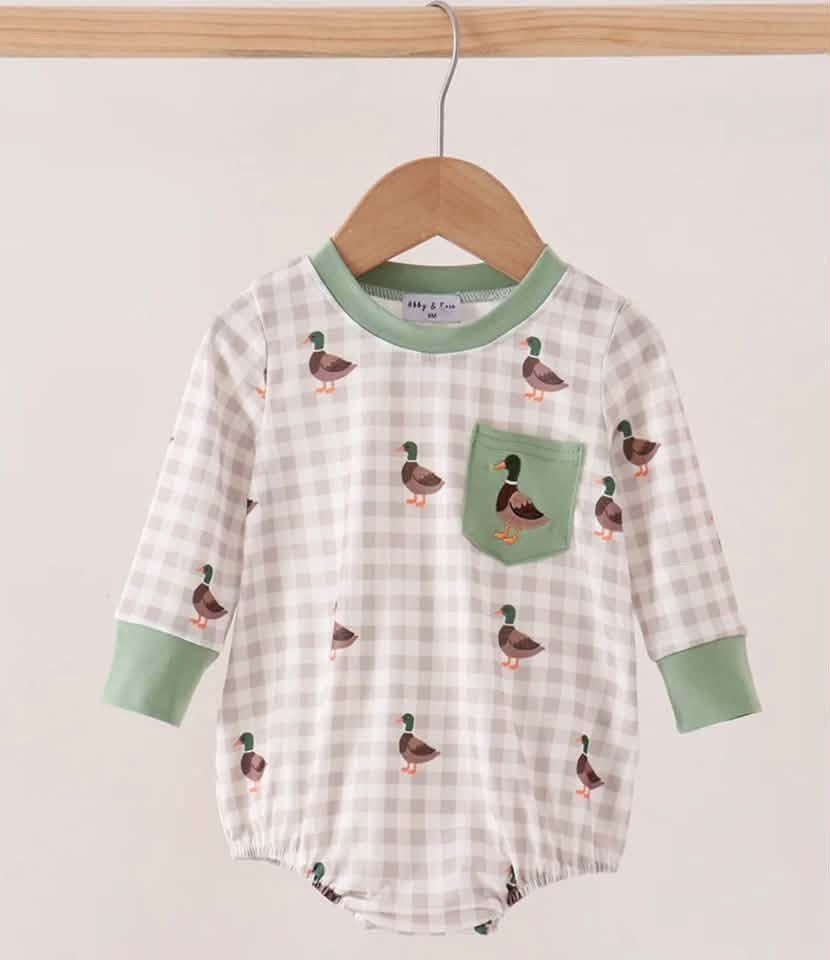 Sage & brown gingham duck bubble