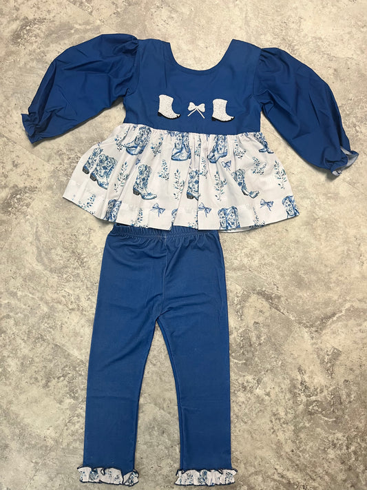 Cowboy French knot pants set RTS