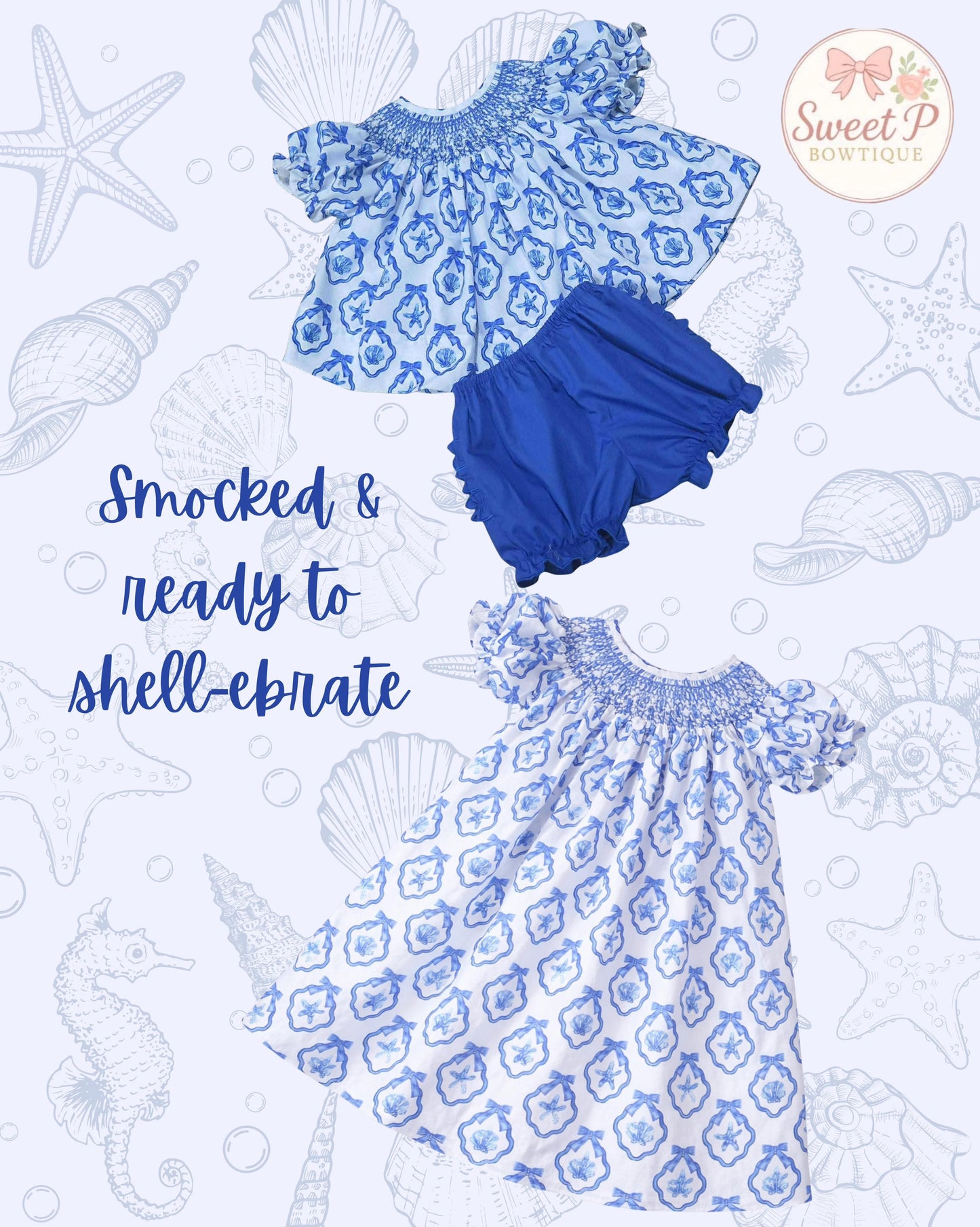 Blue Seashell Smock ETA MAY